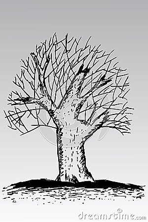 Hand draw sketch, dead tree