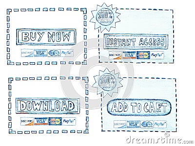 Hand-drawn call to action buy and download graphic