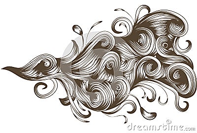 Hand drawn detailed flowing swirl element