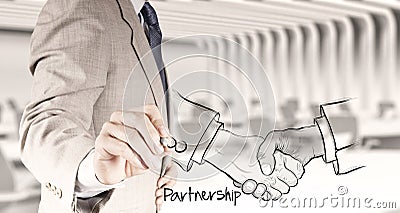 Hand drawn handshake sign as partnership