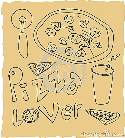Hand drawn pizza lover set