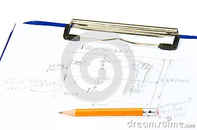 Hand drawn web site design sketch for planning