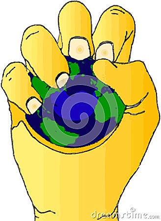 Hand with earth stress ball.
