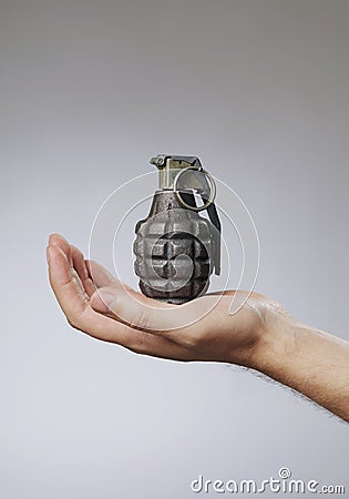 Hand Grenade And And USA Flag Royalty Free