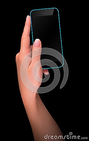 Hand holding Black Smartphone with blank screen