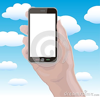 Hand Holding Cellphone with Blank Screen