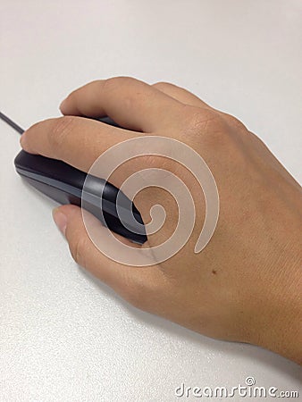 Hand operating computer mouse