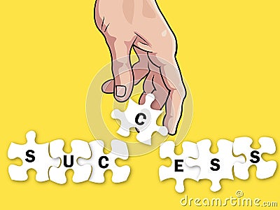 Hand and success puzzle business concept