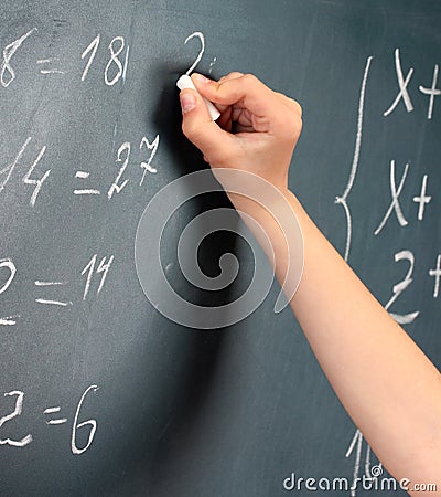 Hand writing on blackboard