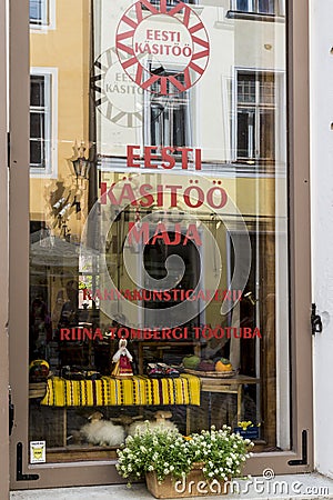 Handicraft shop window in Tallinn, Estonia