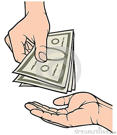 Hands giving and receiving money