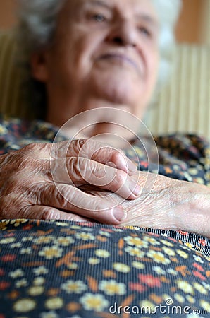 Hands of senior woman