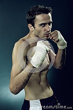 Handsome attractive boxing man