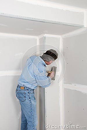 Home Improvement, Contractor Man Install Drywall