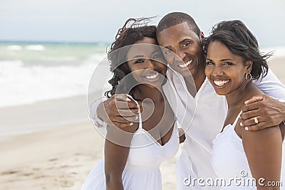 Happy African American Family On Beach