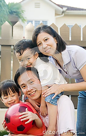 Happy asian family