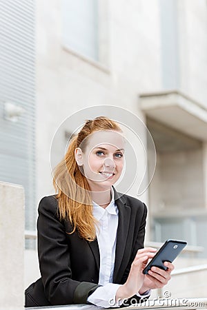 Happy Attractive Woman With Smartphone