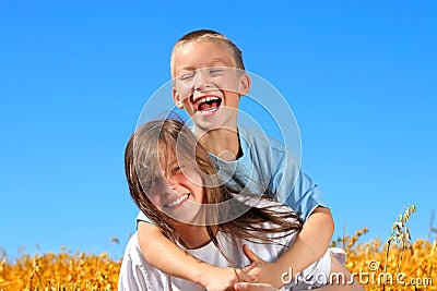 Happy brother and sister