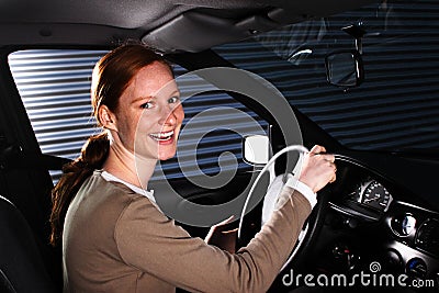 A Happy Car Driver at Night