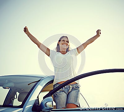 Happy car woman freedom