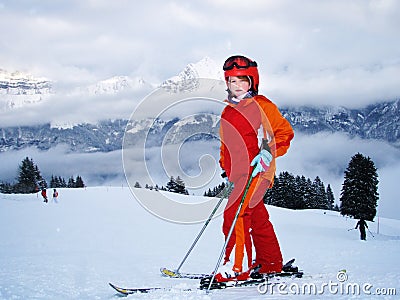 Happy child in winter sport