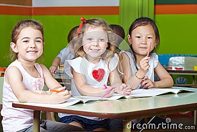 Happy children drawing