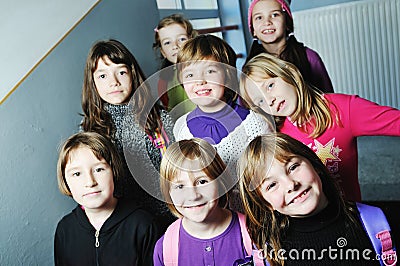 Happy children group in school