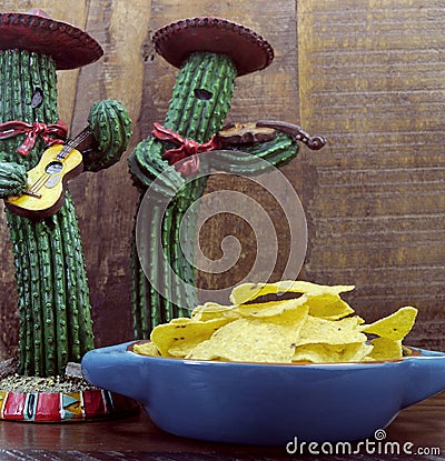 Happy Cinco de Mayo, 5th May, party celebration with fun Mexican cactus and corn chips