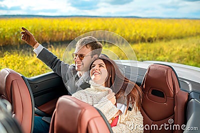 Happy couple in the car