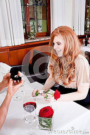 Happy couple in restaurant romantic date