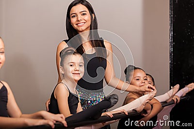 Happy dance instructor in class