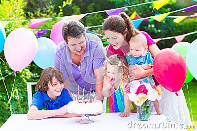 Happy family at birthday party