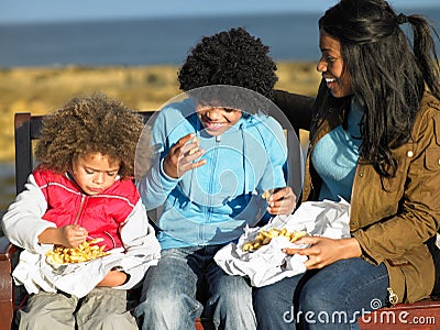 Happy family having picnic