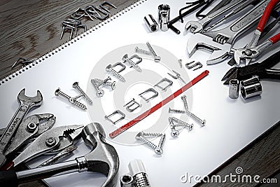 Happy Father Day Words created by screws, nails, etc.