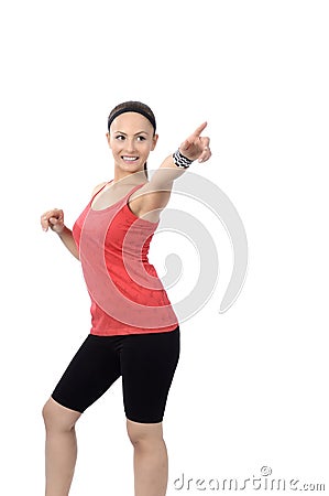 Happy fitness dance class woman dancing
