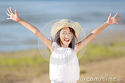 Happy girl in the beach