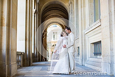 Happy just married couple in Paris