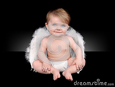 Happy Little Baby Angel With Wings Stock Ima