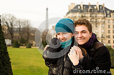 Happy loving couple in Paris