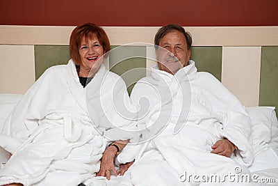 Happy mature couple at wellness hotel