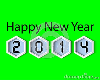 Happy New Year 2014 Green digital