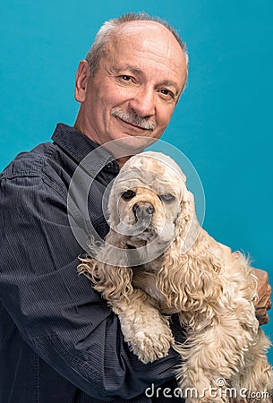 Happy old man with a dog