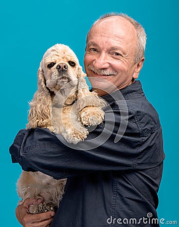 Happy old man with a dog