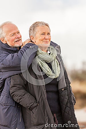 Happy senior couple elderly people together outdoor