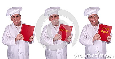 Happy Smiling Male Chef Recipes Cook Book Isolated