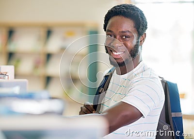 Happy Student In Bookstore