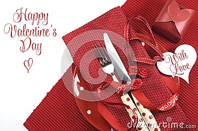 Happy Valentines Day Red Theme Dining Table Place Setting