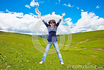 Happy woman jump