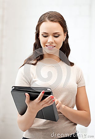 Happy woman with tablet pc computer