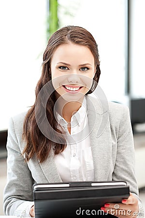 Happy woman with tablet pc computer